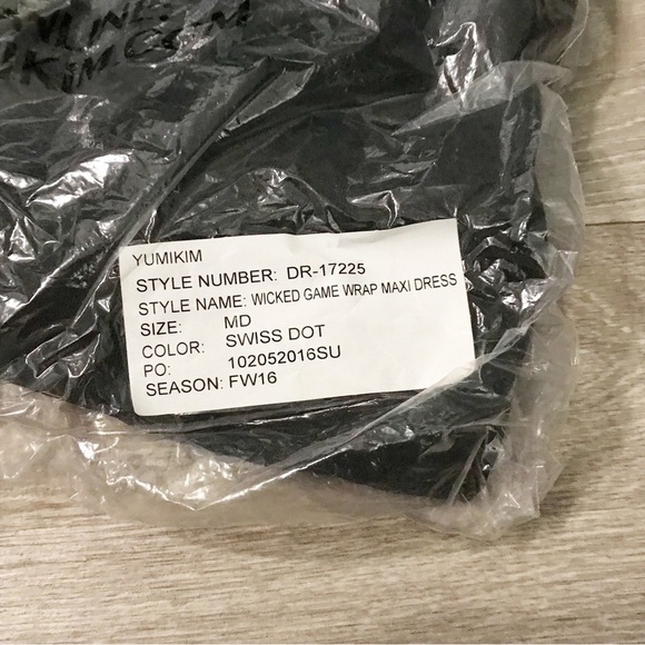 Yumi Kim Wicked Game Wrap Maxi Dress Black Swiss Dot Size M NIB - Picture 5 of 6